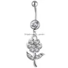 Navel Bell -knappringar D0597 Flower Belly Ring Mix Colors Drop Leverans smycken Body Dhgarden Otts5