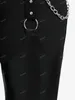 Spodnie damskie Rosegal Plus w rozmiarze czarny łańcuch płomienia o-ring skórzana patchwork patchwork kieszonkowe 2023 Kobiety moda swobodna 4x