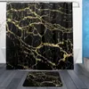 Stylish Gold Black Marble Waterproof Polyester Shower Gardin Cardins227U