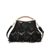 Tassel Bright Diamond Bag for Women 2023 새로운 패션 핸드 헬드 걸쇠 가방 질감 1 개의 어깨 크로스 바디 작은 사각형 가방 231111