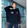 Designer Sweater Man for Woman Knit Crow Neck Womens Fashion leather Letter Black Long Sleeve Clothes Pullover Oversized white