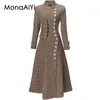 Damen Wollmischungen MonaAiYi Runway Fashion Designer Mantel Bird Lattice SingleBreasted Metal Lion Buttons High Street Khaki Coat 2023 231110