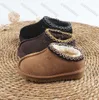 Tasman tofflor kastanj päls glider fårskinn skjuvande tazz klassiska mules barn ultra mini plattform stövel slip-on skor mocka övre komfort höst vinter uggsity 51ess