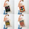 Сумки для покупок Yayoi Kusama Женская художественная сумка Двусторонняя японская абстрактная холщовая сумка для отдыха Travel 231110