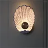 Lâmpada de parede nórdica art déco de luxo resina shell