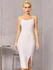 Lässige Kleider Adyce Elegantes weißes ärmelloses Kleid für Frauen 2023 Sommer Sexy Spaghettibügel Promi Club Abend Runway Party