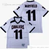 DIY Design Retro Movie #11 Baker Mayfield White High School Jersey Custical Command College College Colloys Courdeys