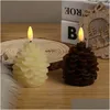 Bougies Décoration de Noël LED Tête Pinecone Lampe de bougie électronique Accueil Scène intérieure Mise en page Lumières Drop Livraison Jardin Dhoc3