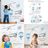 Wall Stickers Watercolor Airplane Air Balloon Sticker Kids Baby Rooms Home Decoration Pvc Mural Decals Nursery Wallpaper Drop Delive Dhdxh