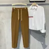 Men's Pants Khaki Drawstring Elastic Waist Men's Suit Pants Business Casual Fashion Drape Spring Autumn Male Trousers Office Men Clothing W0411