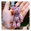 7 ألوان الجملة uni fl rhinestone cartoon bear bear crystal keychain arme حامل قلادة حقيبة اليد