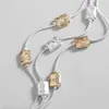 Bracelets de charme Amorcome deux tons géométriques perles carrées chaîne pour femmes multicouche couleur argent lien bracelet bracelet bijoux 230411