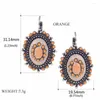 Ohrstecker 2023 Ethnisch Retro Emaille Blau Bead Charm Persönlichkeit Clip-on Damen Mädchen Schmuck