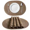 Placemats Katoenen Garen Ramee Ovale Placemat Japanse Warmte-isolatie Pads Anti-Brandwonden Pot Handgeweven Thuis Mat