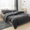 Ensembles de literie 1/3 pièces gris hiver flanelle doux chaud agneau cachemire housse de couette ou solide polaire couette taie d'oreiller ensemble Textile de maison