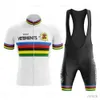 Cykeltröja sätter retro färgstänger Cycling Jersey Set Classical Bicycle Suit Cykel Kort ärm Män Bib Shorts Kläder Por Team Factory Gel 3M411