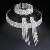 Bruiloft Sieraden Sets 2023 Klassieke Elegante Kwastje Kristal Bruids Afrikaanse Ketting Oorbellen Armband WX081 231110