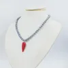 Choker 6mm Natural Black Pearl Necklace/Coral Pendant. All-Match Simple/Charm Women's Party Classic Jewelry 17 "