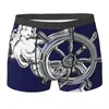 Cuecas boxer shorts estilo cromado roda náutica aplique calcinha masculina roupa interior macia para homme homem namorado presente