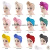 Beanie/Kafatası Kapakları Kadınlar Büyük Bayanlar Türban Müslüman Kafa Sarısı Katı Knot Partisi Elegant Uzun Eşarp Saç Deskesi Kemo Hanik Dhgarden DHFJ2