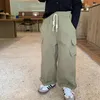 바지 여자 패션 사이드 포켓화물 바지 소년 3 색 느슨한 캐주얼 발목 끈