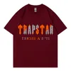 Trapstar Spring Summer Mężczyzn Kobiet T -koszulka Kolor Gradient Alphabet Hip Hop High Street Casual Tree z krótkim rękawem