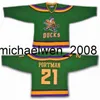 Weng Mighty Movie Jersey 14 Antti Aalto 21 Ted Donato 22 Luis Mendoza 31 Steve 56 Russ 86 Shjon Podein Maillots de hockey