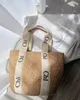 Bolsa tote Luxurys Woody espelhada qualidade ombro palha praia ráfia bolsas femininas cesta masculina bolsas de bagagem de grife bolsa de tecelagem balde mini pochette bolsa tiracolo clutch