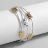 Bracelets de charme Amorcome deux tons géométriques perles carrées chaîne pour femmes multicouche couleur argent lien bracelet bracelet bijoux 230411