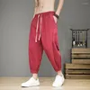 Pantalons pour hommes été lin Bloomers pour hommes tendances de la mode Simple Streetwear adolescent solide Harem Joggers pantalons de survêtement décontracté vêtements en lin