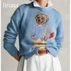 Men's Sweaters 2023 New Cartoon Rl Bear Women Autumn Winter Embroidery Pullover Long Sleeve Knitted Sweater Cotton Wool Coat