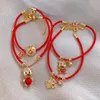 Lien Bracelets chaîne mignon vache pendentif Couple année chanceux bijoux amis cadeaux réglable rouge breloque corde perlée main de femme