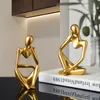 Decorative Objects Figurines VORMIR 3Pcs Nordic Abstract Resin Statue Thinker Character Sculpture Home Decor Miniature Figurine Living Room Office 230410