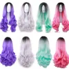 Perruques de Costume ondulées à ligne de cheveux moyenne, perruque synthétique longue de carnaval de WoodFestival, Cosplay Blonde rose 8 couleurs