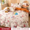 Ensembles de literie Ensemble de style floral exquis en microfibre 3 pièces 1 housse de couette 2 taies d'oreiller confortable doux adapté à divers lits