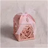 Emballage Cadeau 10Pcs / Set Love Heart Laser Wraps Cut Hollow Carriage Favors Gifts Candy Boxes With Ribbon Baby Shower Party Suppli Dhkp2