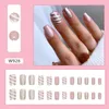 Faux ongles 24 pièces/ensemble ongles noël sergé presse sur pointe fini couverture complète artificielle faux sans couture amovible