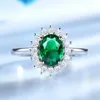 Cluster Rings DLuxury Nano Ruby Ring Silver 925 Cubic Zirconia Gemstone For Women Vintage Flower Emerald Diamon High Quality Accessories