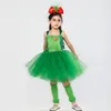 Girl's Dresses Kids Girls Christmas Green Monster Tutu Dress for Kids Girls Headband Halloween Carnival Party Outfits 231110