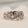 Huitan Creative Women's Heart Rings with Romantic Rose Flower Design Wedding Engagement Love Hot Sale Aesthetic Jewelry