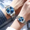 Wristwatches OLEVS Women Couple Watch Luminous Quartz Watches Men Waterproof Stainless Steel Strap Quality Gifts For Lovers Wristwatch 230410