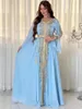 Ethnic Clothing Eid Al-Adha Arabian Dubai Embroidery Applique Dress Muslim Party Dinner Robe Abaya Elegant Evening Long Sleeves Gown