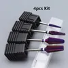 Équipement d'art des ongles 4 pièces Kit violet Pro forets en carbure entier Machine électrique limes outils de coupe et de polissage 231110