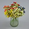 Dekorativa blommor Jultillbehör Guld Röd Vit Berry Bean Twig -gren för DIY Xmas Handmade Flower Bouquet Decoration Artificial