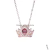 Women Designers Pendant Necklaces Crystal Crown Necklace Anniversary Gift Fashion Pendants Jewelry 2 Colors With Box Drop Delivery Dh7Zb