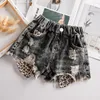 Shorts Sommer Baby Mädchen Shorts Kinder Jeans Hosen Mode Leopardenmuster Patchwork für Unterbekleidung 2 bis 14 Jahre 230411