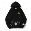 Men's Hoodies Sweatshirts Mens black hooded letter print couples top men woman loose tee pullover street designer American fashion t shirts shorts T230412