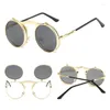 Sunglasses Flip UP Round Steampunk For Women Men Fashion Classic Design Punk Gothic Sun Glasses Vintage Male Female Eyewear 2023
