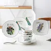 Plates Nordic Green Plants Ceramic Dining Plate Dessert Cake Western Beef Steak Dish Kitchen Tableware Set