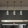 Lampy wisiork Nordic luksusowa sypialnia żyrandol nowoczesny kryształowy żelazo kreatywne proste osobowości barek restauracyjny szklany kamień